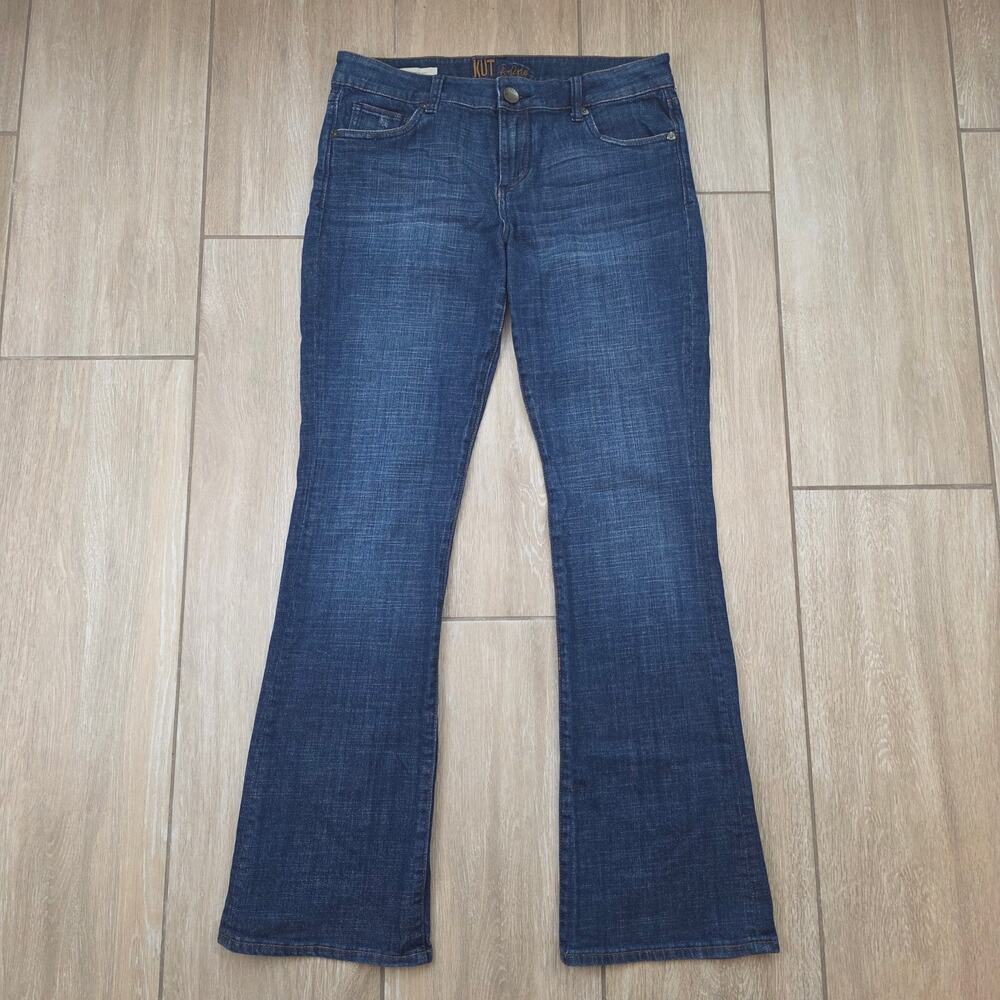 KUT from the Kloth Farrah Baby Bootcut Jeans Dark Wash Blue Stretch Denim 6